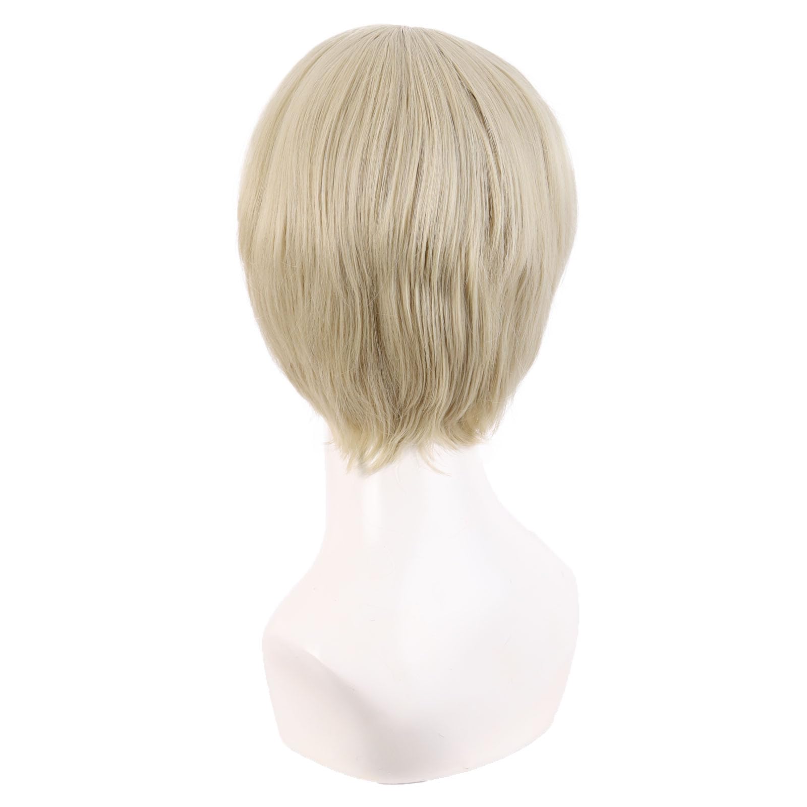 MapofBeauty 10 Inch/25 cm Side Bangs High temperature fiber Fashion Men Short Straight Wig (Blonde)