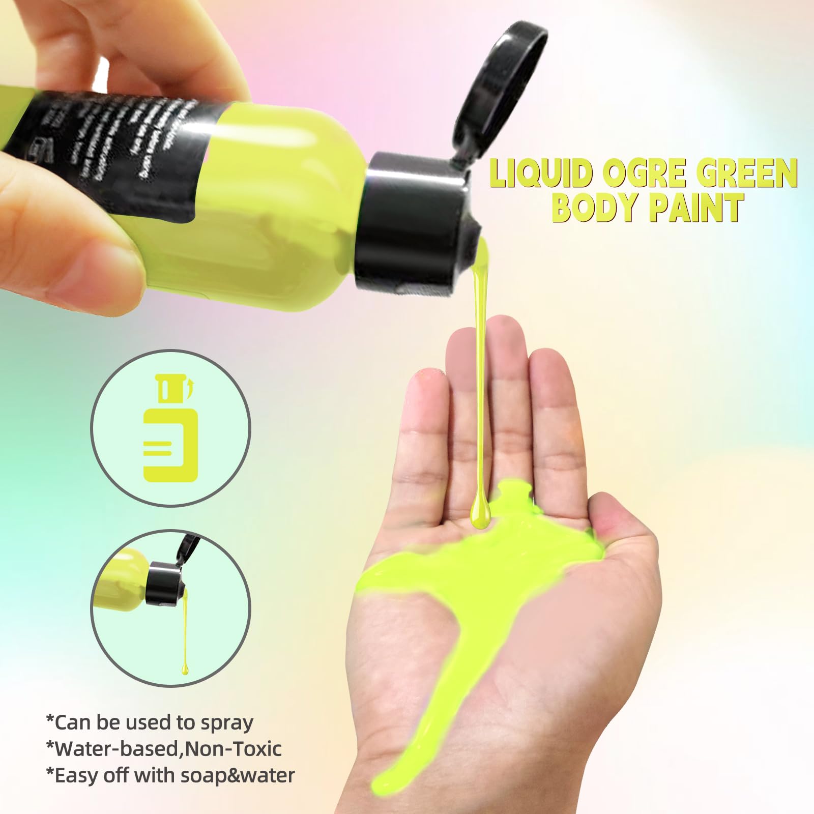 Go Ho Ogre Green Face Body Paint,Ogre Green Makeup Water Based Face Paint and Body Paint for Airbrush Makeup Special FX, Cosplay