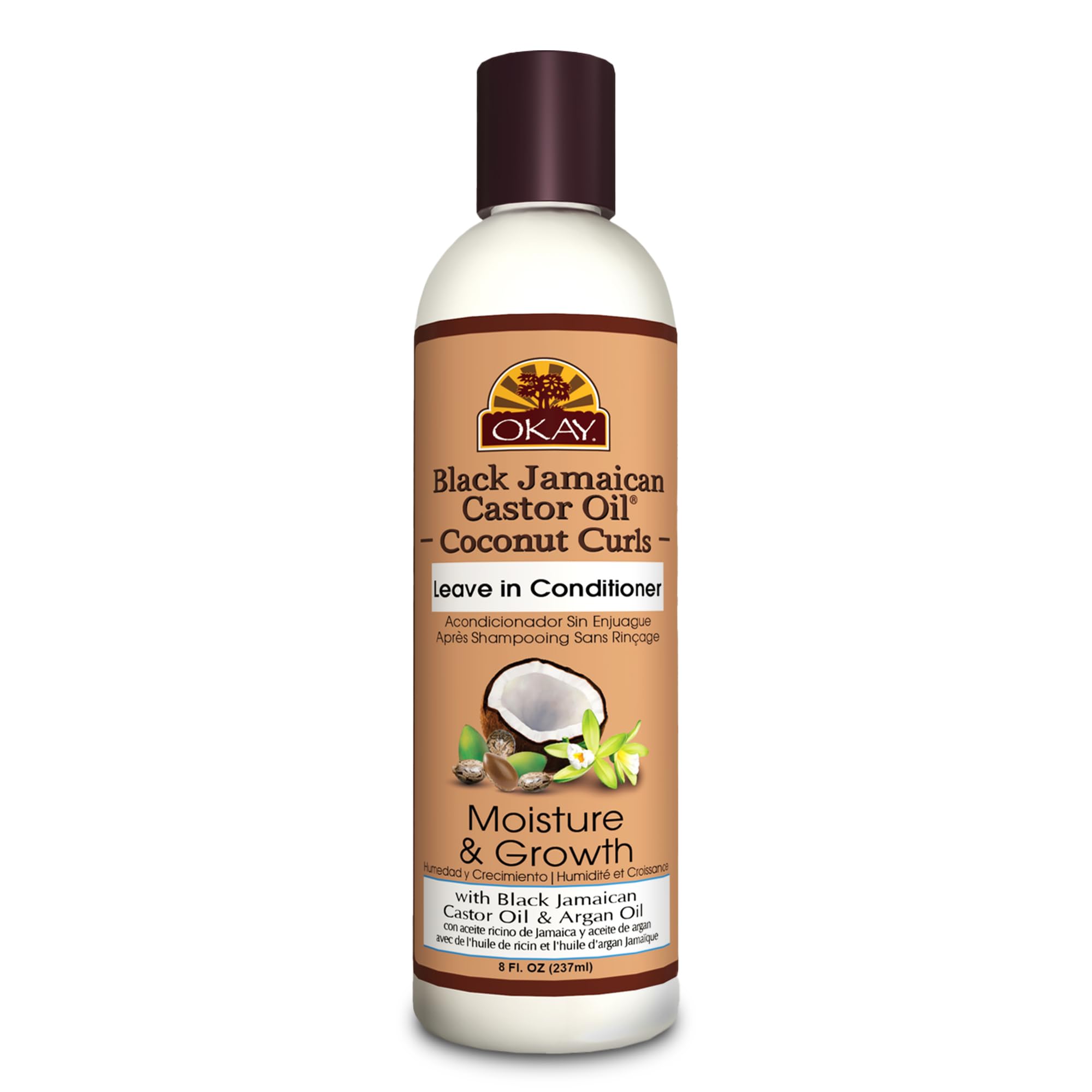 OKAY Black Jamaican Castor Oil Leave In Conditioner - Hair Moisturizer for Women and Men, Natural Hair Product for Hair Growth, 