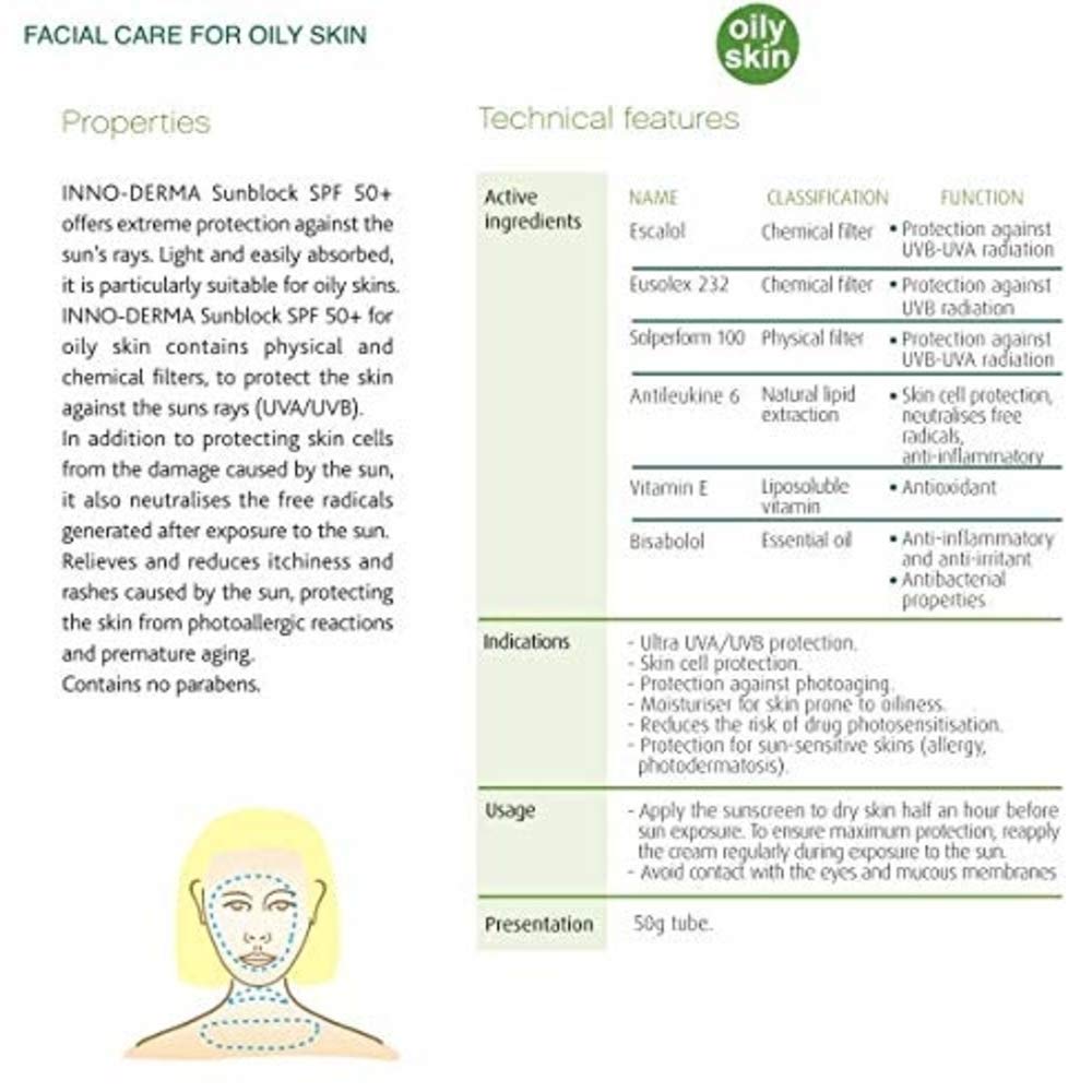 Inno-Derma Sun Defense Sunblock UVP 50+ Oily/Combination Skin-New Presentation