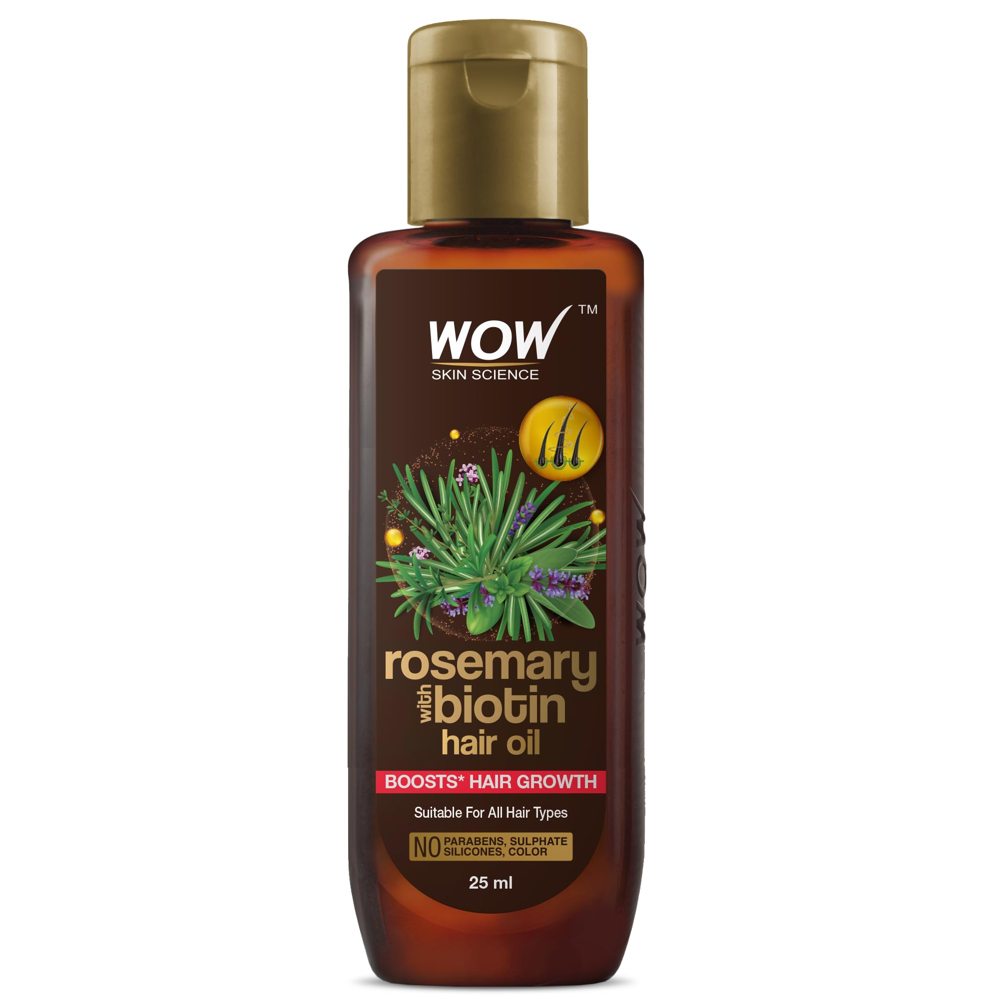 Wow Skin Science Rosemary With Biotin Hair Growth Oil | Stimulates New Hair Growth | Controls Hair Fall & Reduces Hair Breakage 