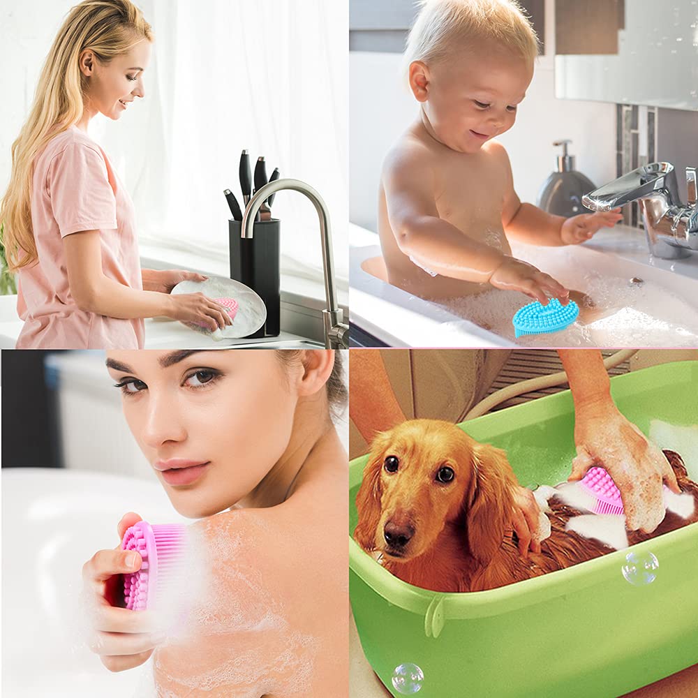 Tdhdike Silicone Body Scrubber Loofah - Set Of 3 Soft Exfoliating Body Bath Shower Scrubber Loofah Brush For Sensitive Kids Wome