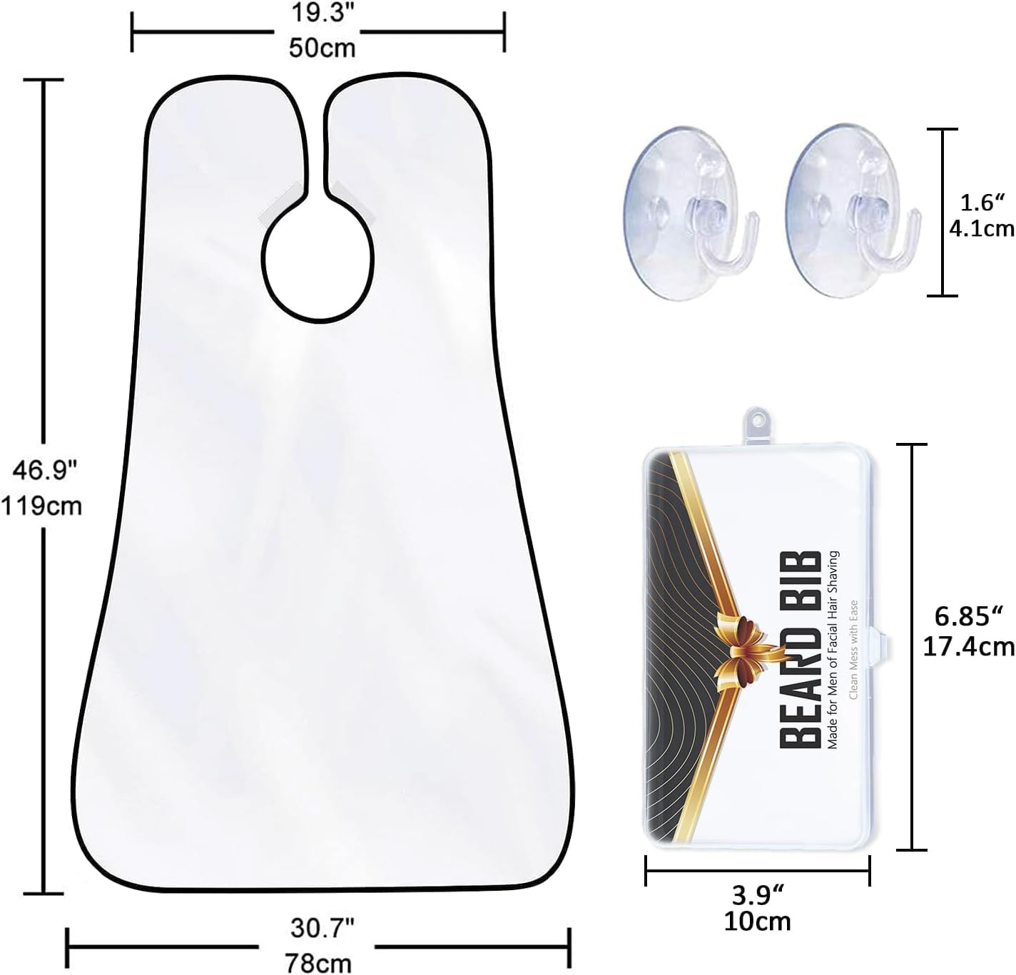 Beard Bib Beard Apron, Beard Hair Catcher For Men Shaving & Trimming Non-Stick Waterproof Beard Cape Grooming Cloth With 3 Sucti