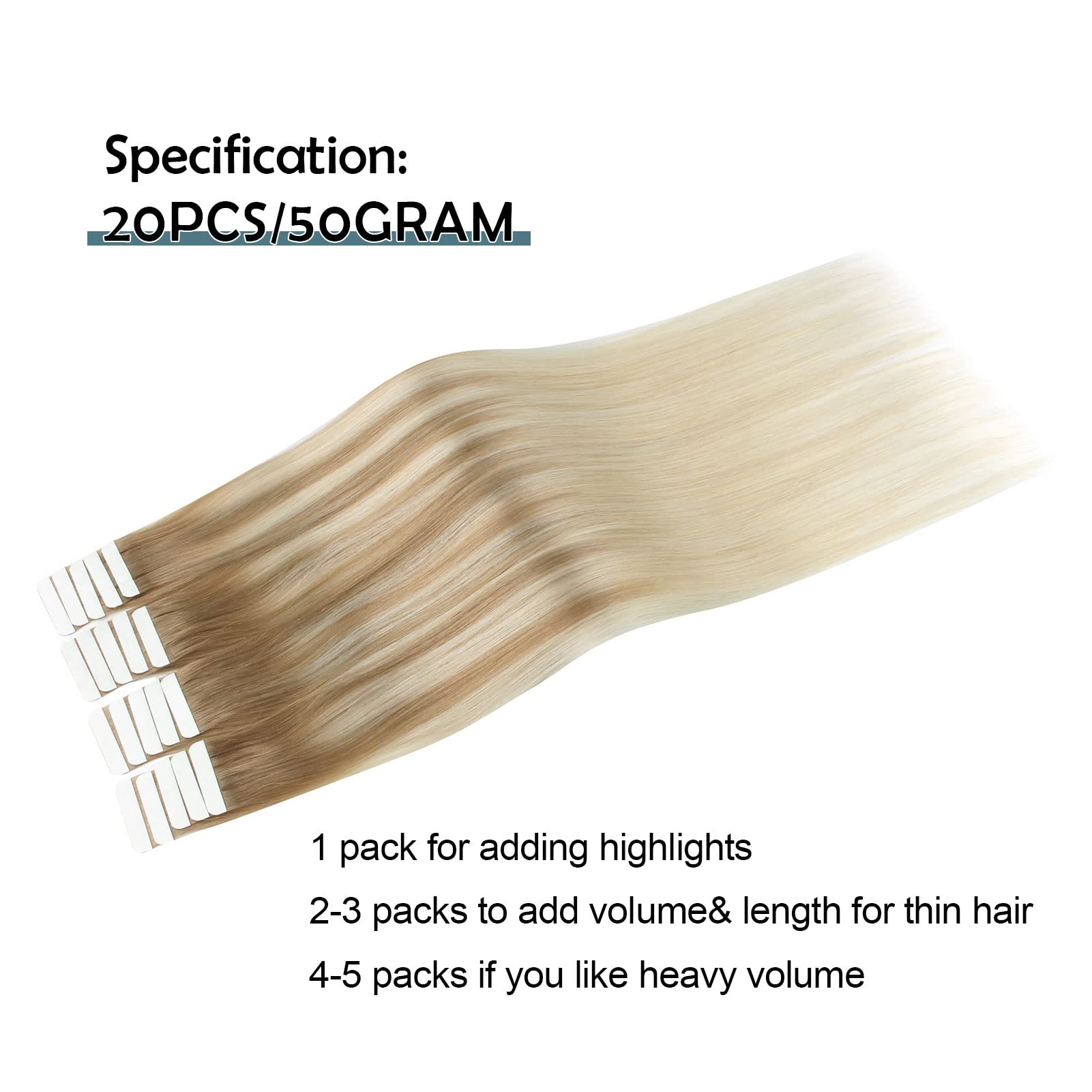 Sassina 16 Inch Balayage Invisible Tape In Hair Extensions Human Hair Chestnut Brown To Platinum Blonde Real Hair Extensions Tap