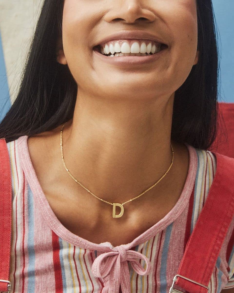 Kendra Scott Letter D Pendant Necklace for Women, Fashion Jewelry, 14k Gold-Plated Brass, Gold Metal, Letter D