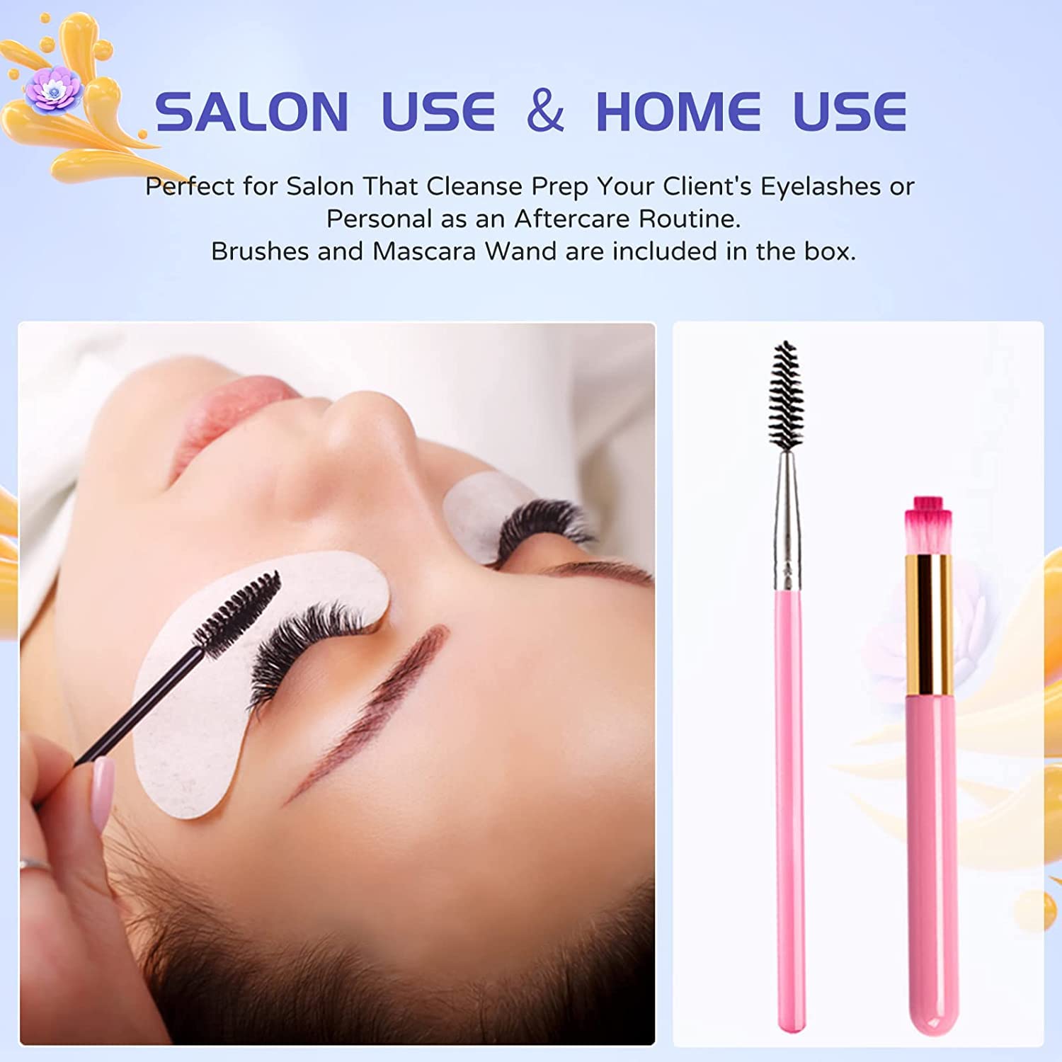 Lash Shampoo For Lash Extensions, Eyelash Extension Cleanser 60Ml + Rinse Bottle + Brushes, Lash Bath For Eyelash Extensions, La