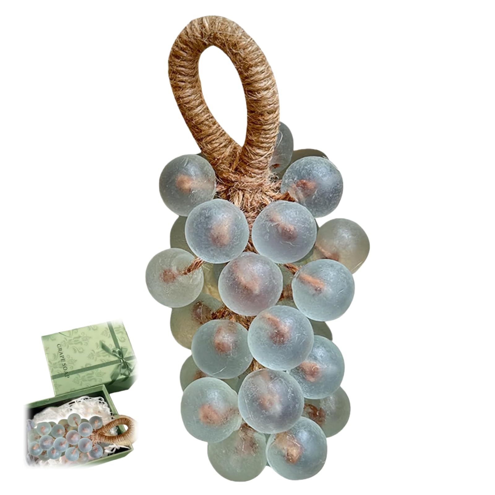 VONMAOGU Handmade Grape Bunch Shaped Soap on a Rope, Natural Manual Soap Bar for Body Face and Hand Wash, Decorative Hanging Soa