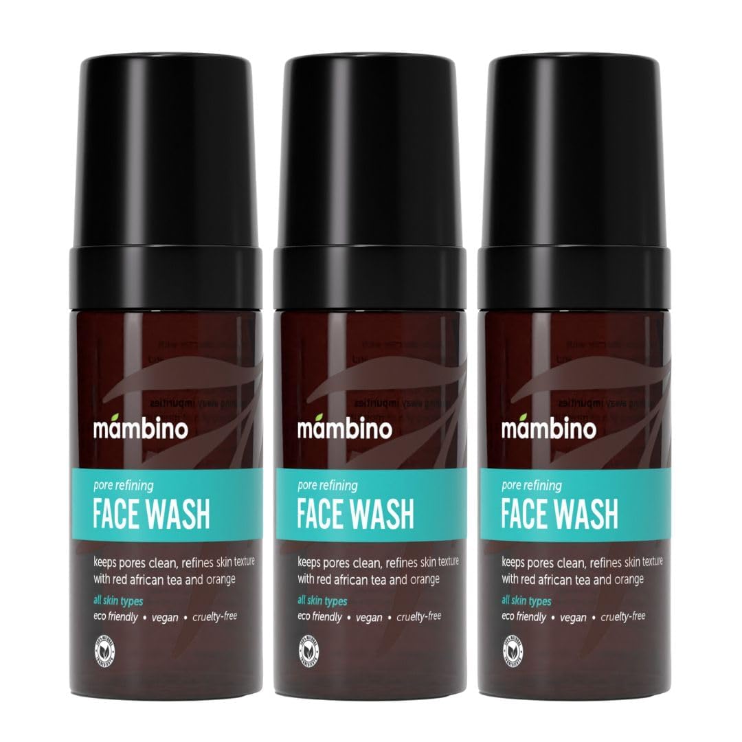 Mambino Organics Pore Refining Foaming Cleanser, Red African Tea & Sweet Orange, Gentle Face Wash & Facial Cleanser for Daily Sk