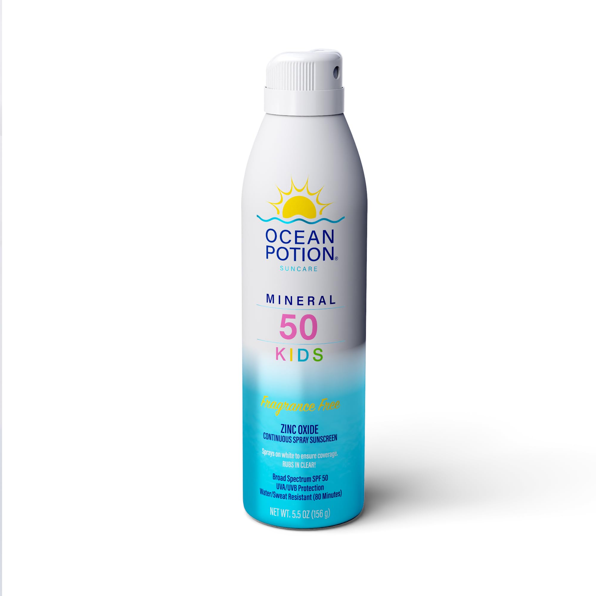 Ocean Potion Sun Care Kids Mineral Sunscreen Continuous Spray SPF 50, Zinc Oxide Mineral Sunscreen Body Spray, Broad Spectrum UV