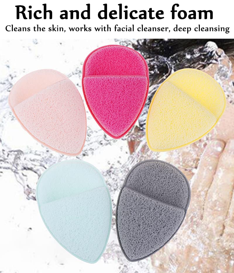 Akoak 5 Pcs Water Drop Gloves Wash Face Powder Puff, Soft And Comfortable, Suitable For Face Makeup Removal And Cleaning