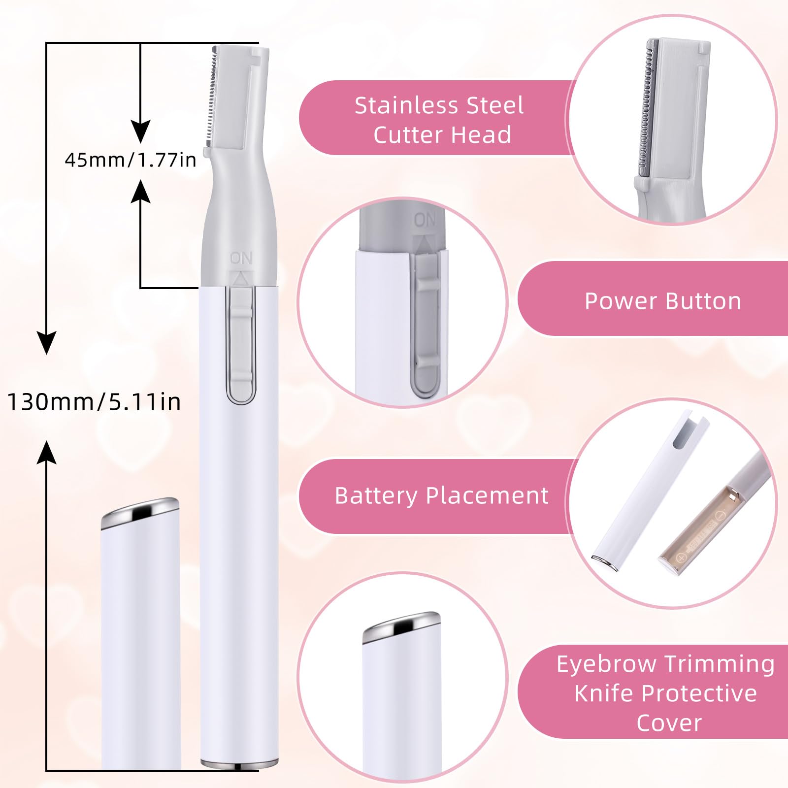 Landhoow 3 Pcs Electric Eyebrow Trimmer Women Precision Eyebrow Hair Trimmers With Comb Christmas Women Gift, Battery Operated P