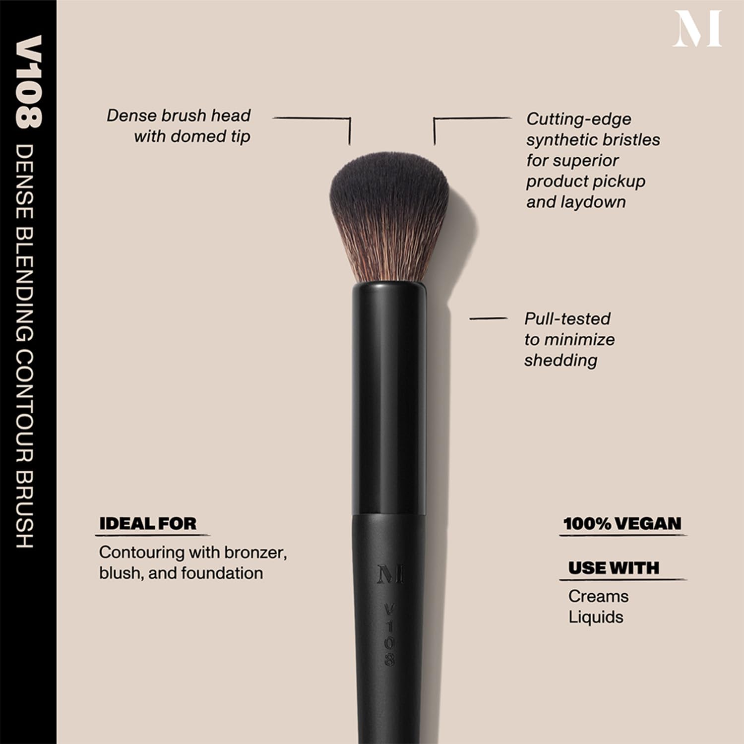 Morphe V108 Dense Blending Contour Brush - Vegan Pro Series Face Brush for Cream & Liquid Makeup - Precision Sculpting with Synt