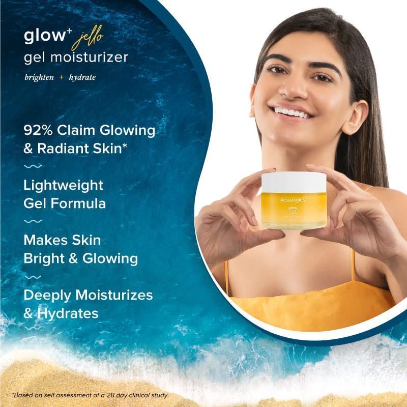 Aqualogica Glow+ Jello Moisturiser With Vitamin C & Papaya For Illuminating Moisturization, Non Sticky & Skin Hydration For Men