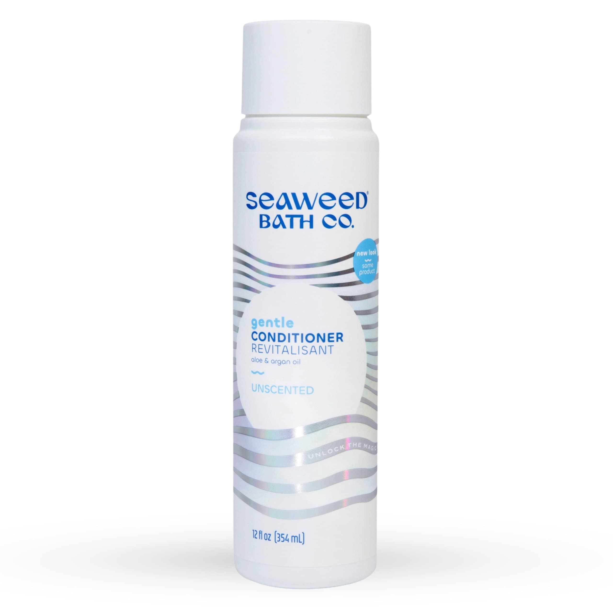 Seaweed Bath Co. Gentle Conditioner, Unscented, 12 Ounce, Sustainably Harvested Seaweed, Aloe, Argan Oil, For Sensitive Scalps