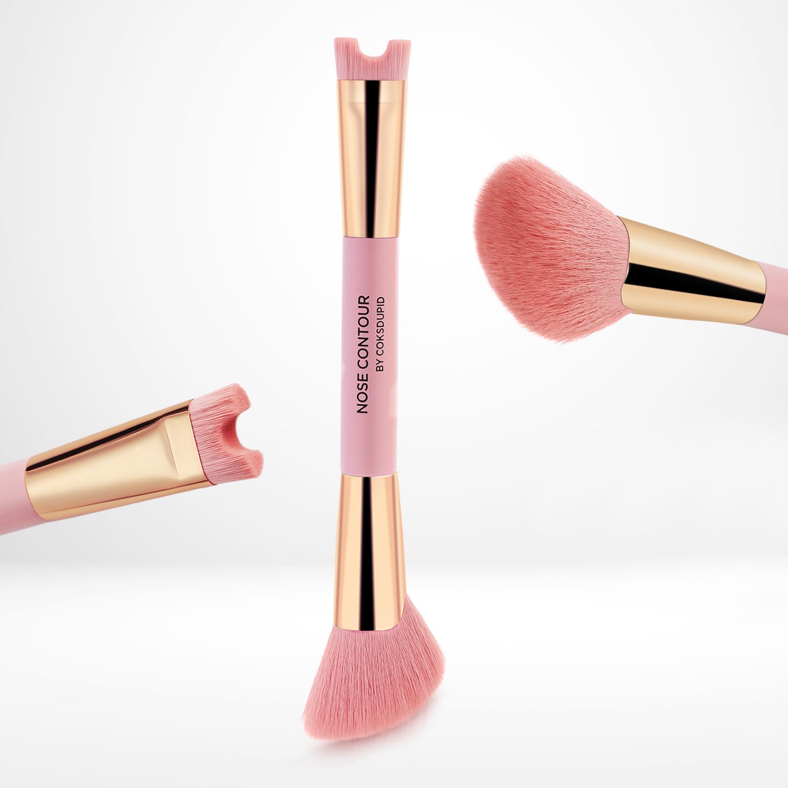 2-In-1 Nose Contour Brush, Dual-Ended U-Shaped & Angled Fluffy Brush, Makeup Contour for Nose Sculpting and Defining