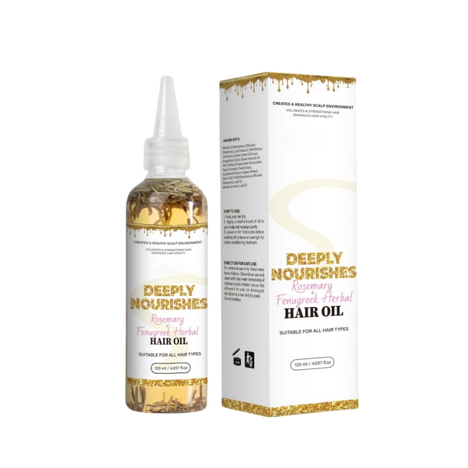 New Cover Extra Strength Rosemary & Fenugreek Herbal Hair Growth Oil Organic  Nourishes & Strengthening Hair  All Hair Types |