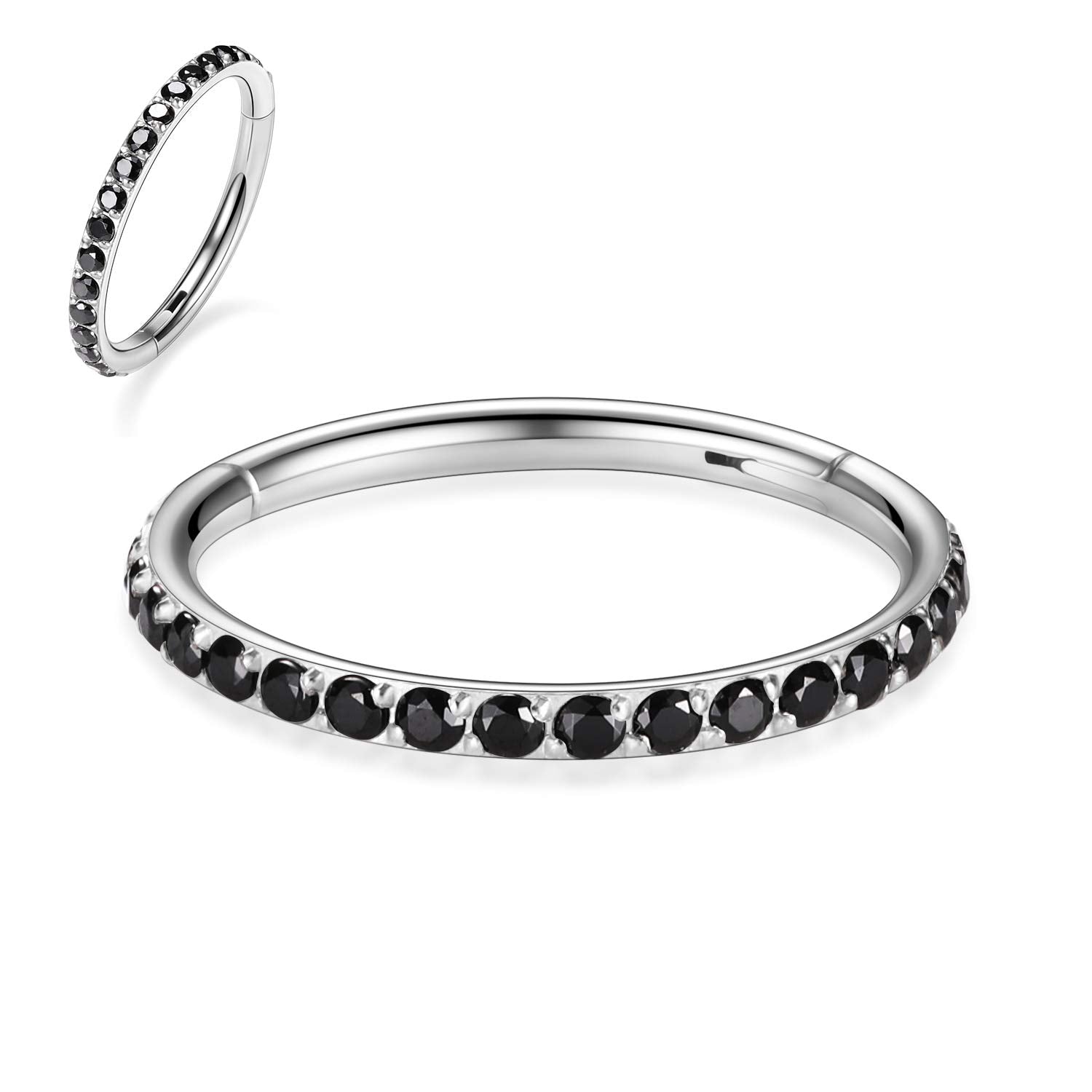 FUNLMO 16G Helix Piercing Jewelry 6mm Helix Earring Surgical Steel Tragus Earrings CZ Cartilage Earring Silver Nose Rings for Wo