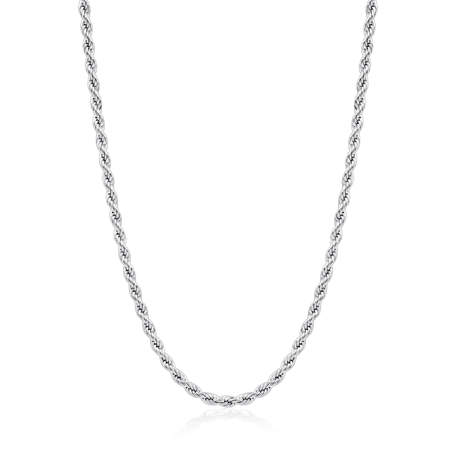 Giftall 2MM Rope Chain Necklace Stainless Steel Twist Rope Chain Necklace for Men Women 22 Inches