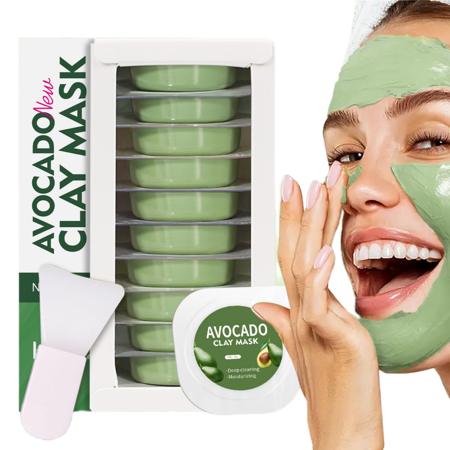 10pcs*5g Avocado Clay Mask Set, Clay Mud Mask, Moisturizing And Hydrating Skin, Blackhead Removal Men & Women Face Mask Skin Car
