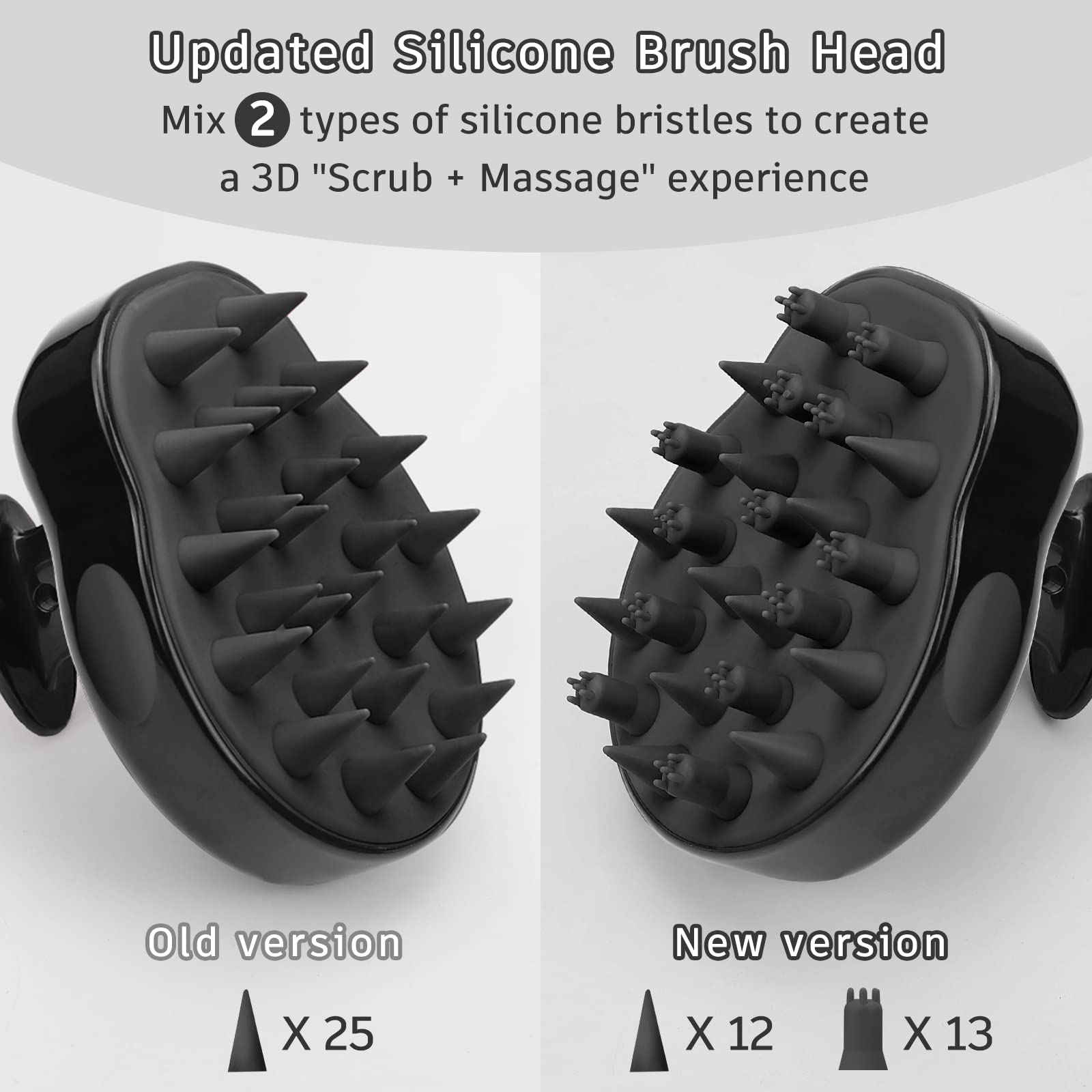 Freatech Updated Hair Scalp Massager Shampoo Brush With 2 Types Of Silicone Bristles, Finely Clean And Scrub Gently, Care For Se