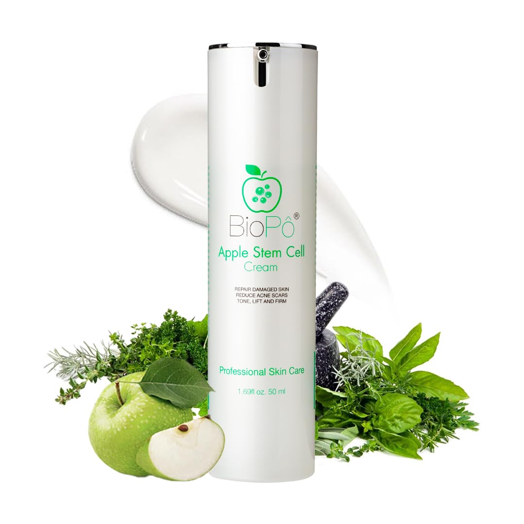 BioPo Apple Stem Cell Face Cream Hydrating Moisturizer with Hyaluronic Acid, Softens Skin Texture, Improves Skin Tone & Elastici