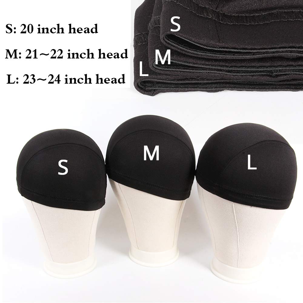 Zqian Beauty Dome Caps For Wigs 6 Pcs Stretch Black Dome Caps For Women Men Large Mesh Dome Caps For Wigs Dome Cap (6 Pcs, Black