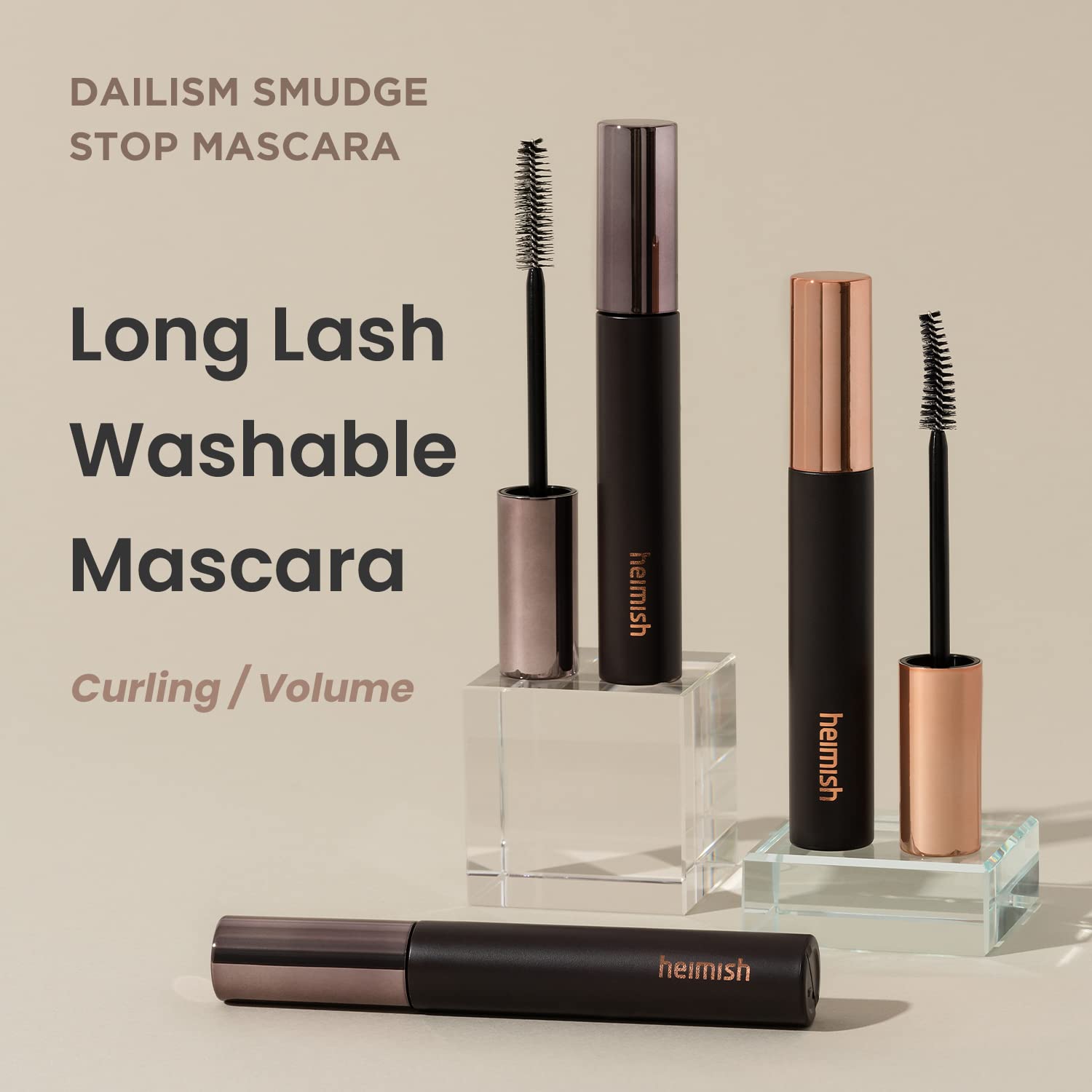 [Heimish] Dailism Smudge Stop Mascara 0.32 Oz / 9 G | Volume Mascara With No Smudging | Washable Mascara, Tubing, Non-Clumping C
