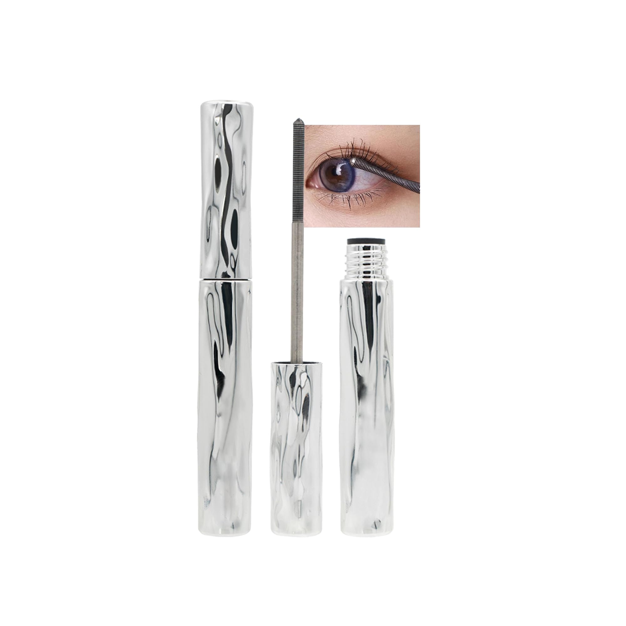 MIESCHER Curling Mascara, Metallic Tube Eyelash Primer, Volumizing & Lengthening Curling Mascara, Waterproof SmudgeProof & Long