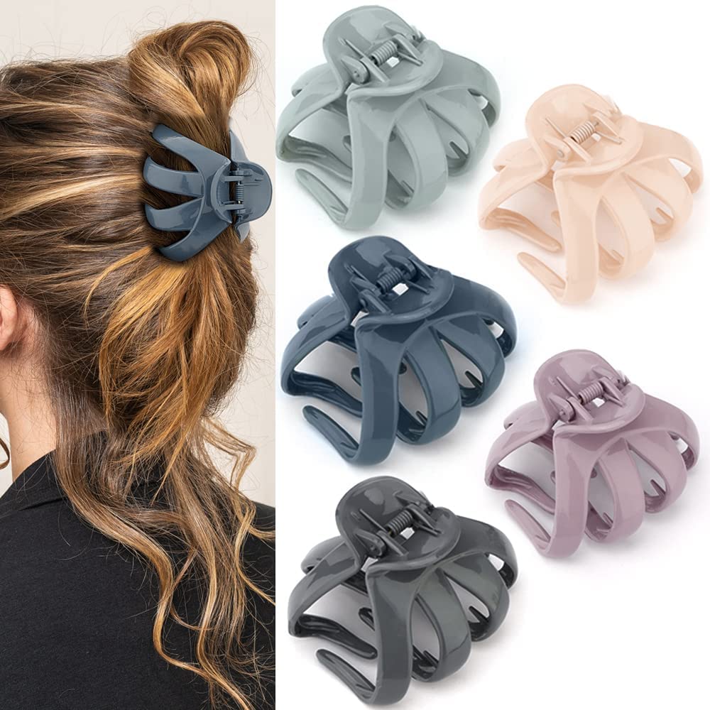ATODEN Claw Clips for Thick Hair 3.15'' Octopus Hair Clips 5Pcs Large Hair Clips for Women Thick Hair Big Hair Clips Large Claw