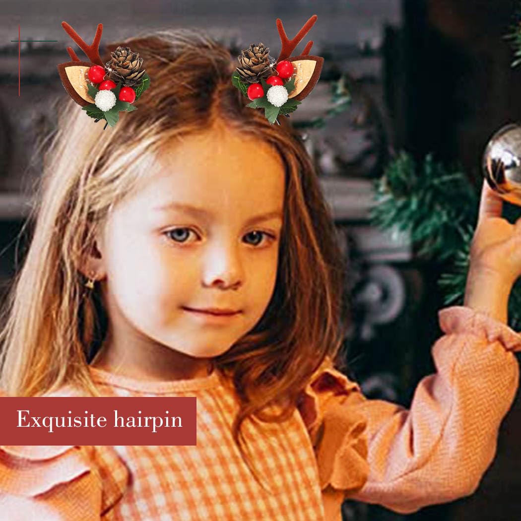 Bartosi Christmas Hair Clips Reindeer Antlers Xmas Hairpins Deer Antler Hair Clip Decorative Christmas Party Hair Accessories Fo