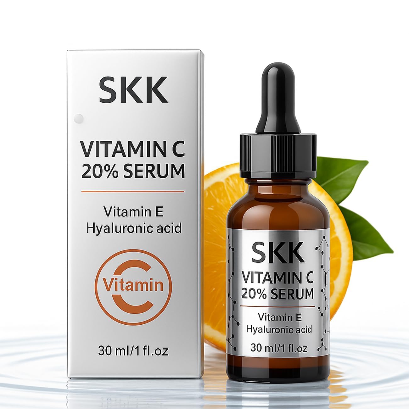 Vitamin C Face Serum 20% with Hyaluronic Acid & Niacinamide  Supports the Appearance of Dark Spots, Fine Lines, Wrinkles  Brig