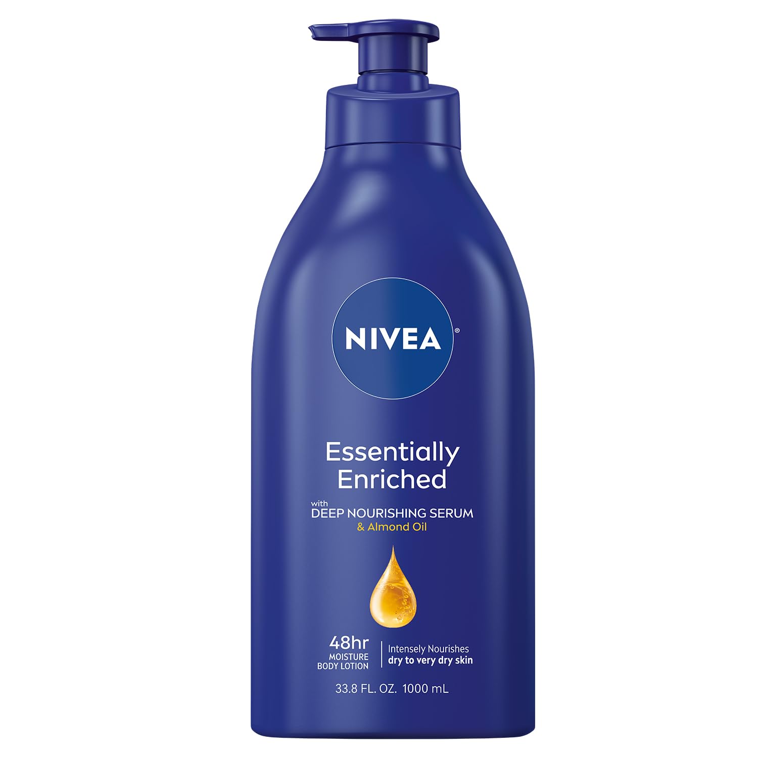 NIVEA Essentially Enriched Body Lotion for Very Dry Skin with Hyaluronic Acid, Almond Oil and Deep Nourishing Serum, 72Hour Bod