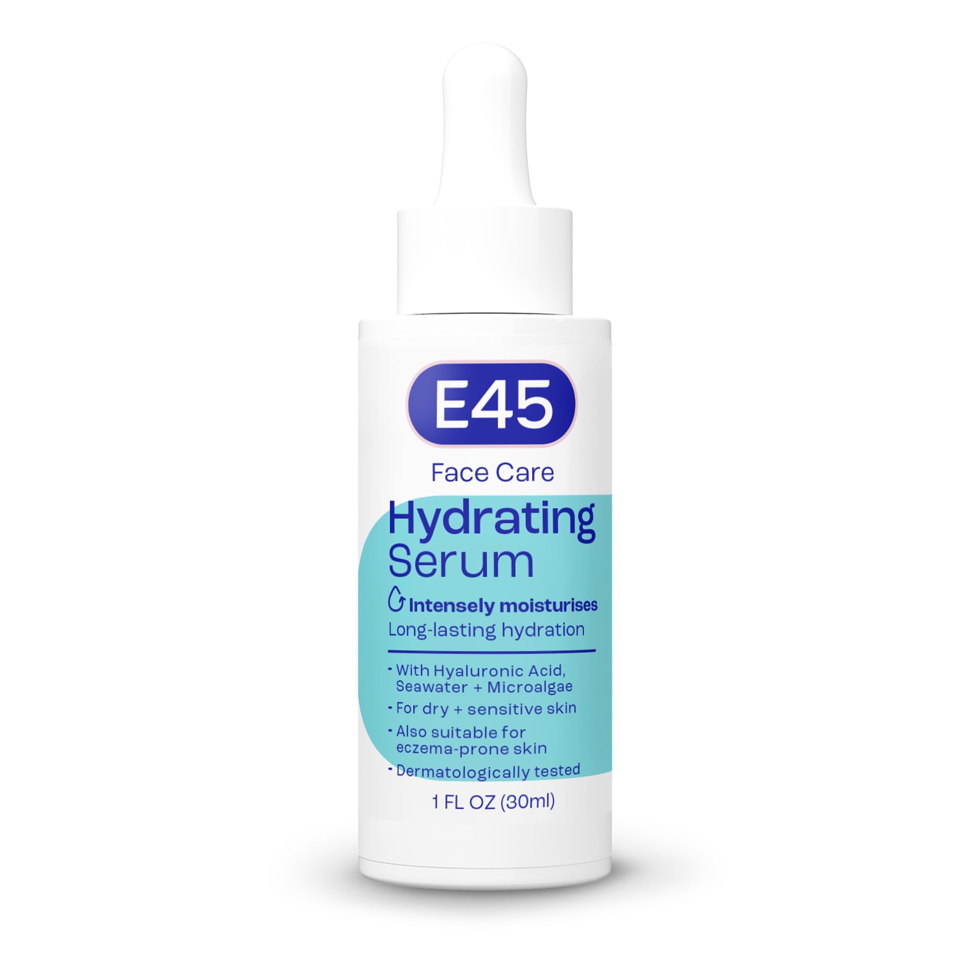 E45 Hydrating Face Serum, Instant 48 Hour Results, Hyaluronic Acid, Vegan, Lightweight, Boosts Hydration, for Dry, Sensitive and