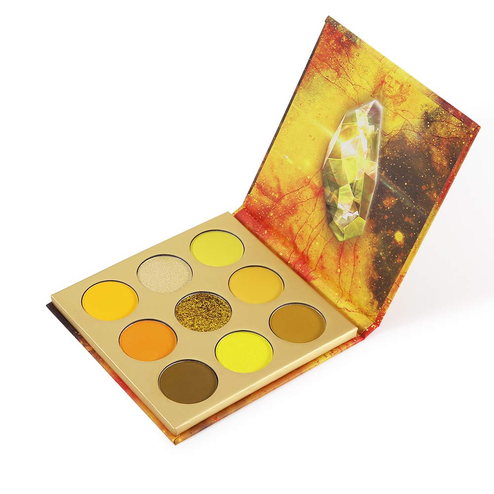 Docolor Eyeshadow Palette 9 Colors Yellow Eyeshadow Gemstone Shadow Palette Highly Pigmented Mattes Shimmers Naked Smokey Glitte