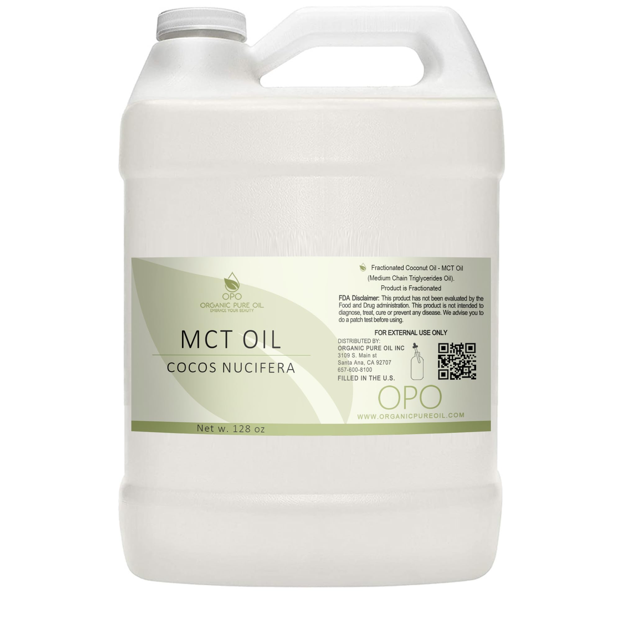 Fractionated Coconut Oil - Pure, Medium Chain Triglycerides, Undiluted, Non-GMO, from Coconut Fruit not Palm, Bulk 128 oz / 1 Ga