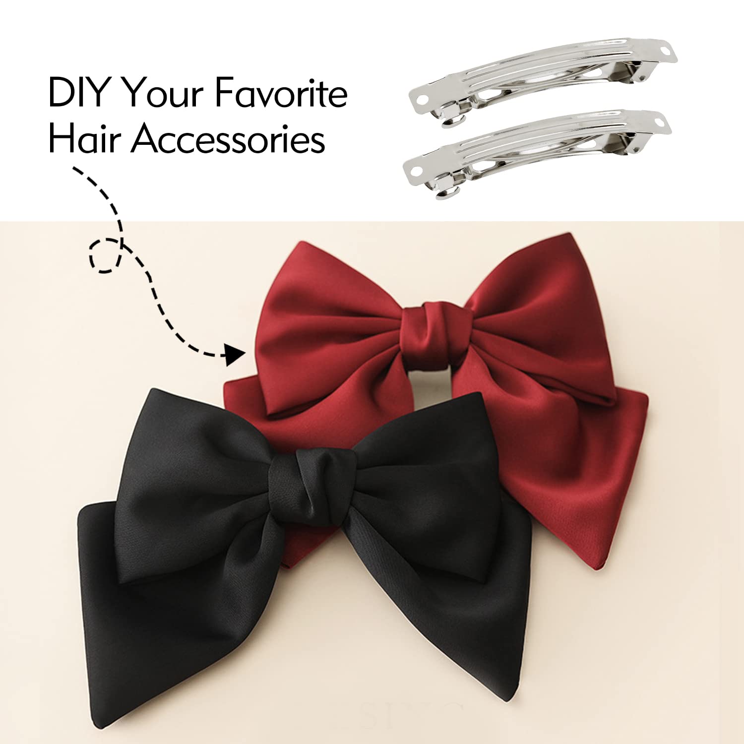 Cinaci 50 Pack 2 Inch / 2.4 Inch / 3 Inch/ 4 Inch Blank Silver Metal Diy Craft French Barrettes Snap Hair Clips Pins For Women G