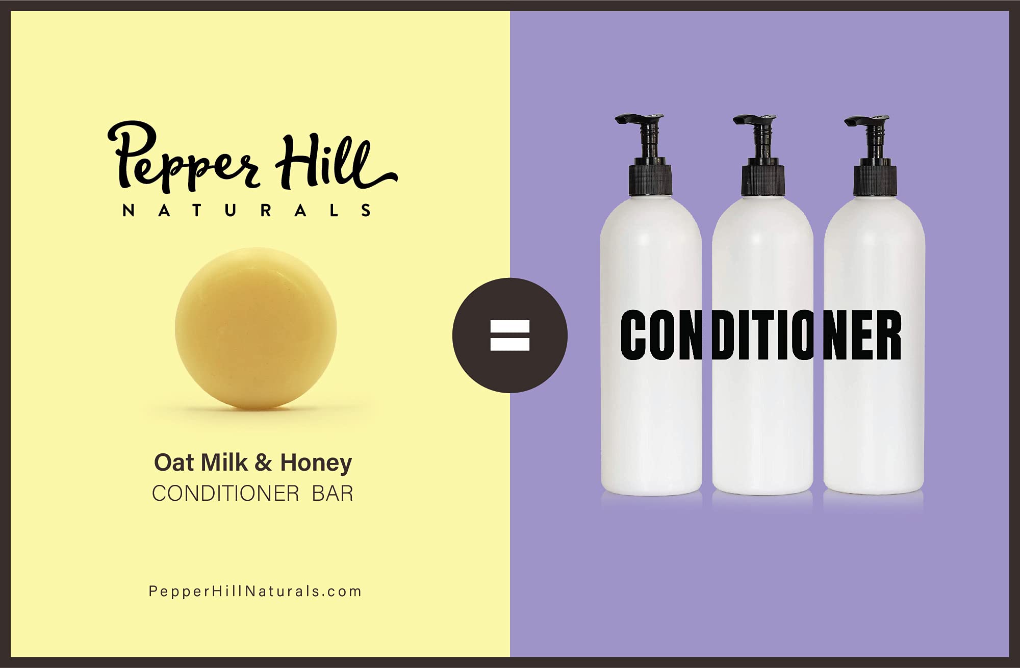 Pepper Hill Conditioner Bar - Oat Milk Honey (Fragrance Free) - Natural, Plant-Based, Cruelty-Free, Solid Shampoo For Sensitive