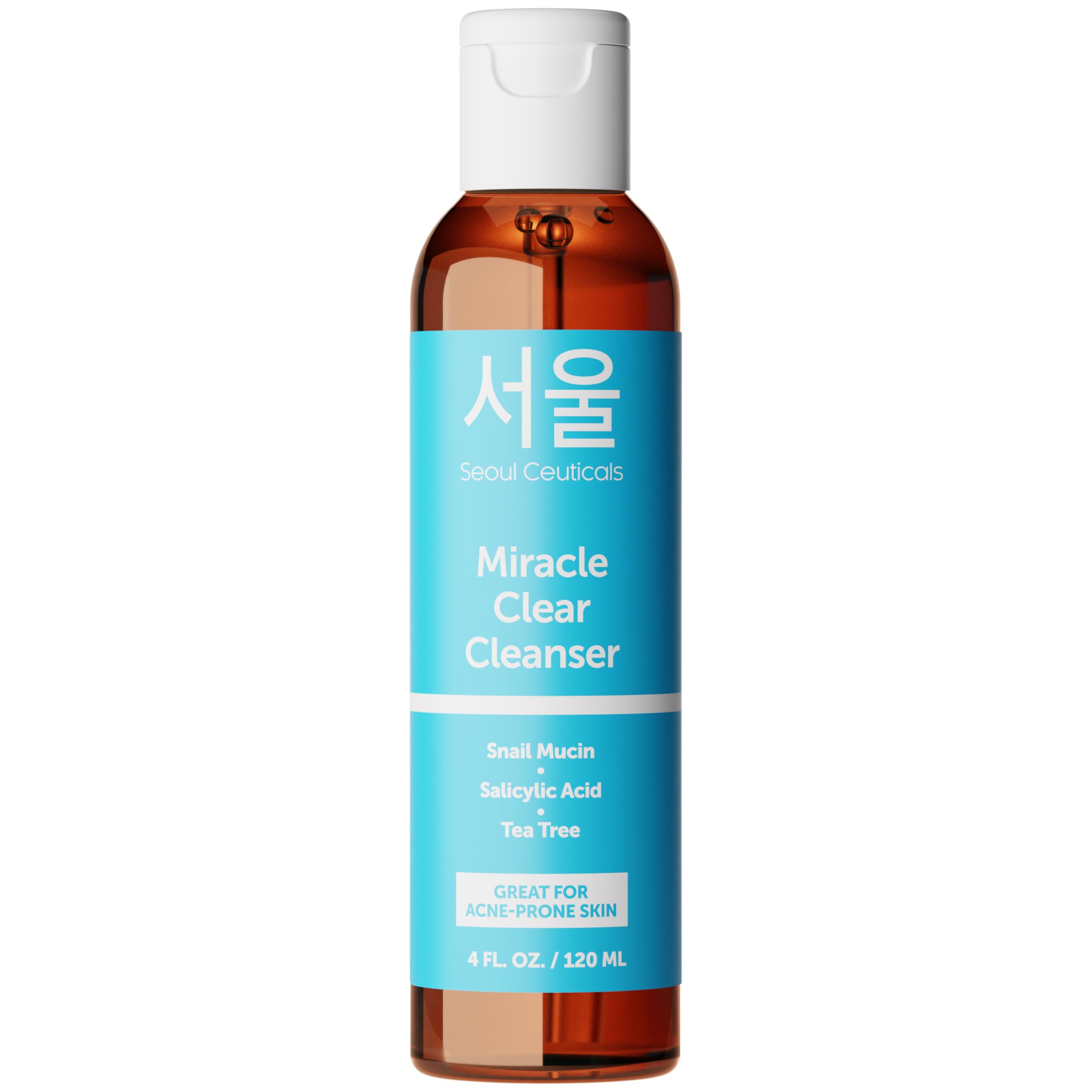 Seoulceuticals Korean Acne Snail Cleanser Face Wash - Snail Mucin, Salicylic Acid & Tea Tree Acne Treatment For Sensitive Skin &