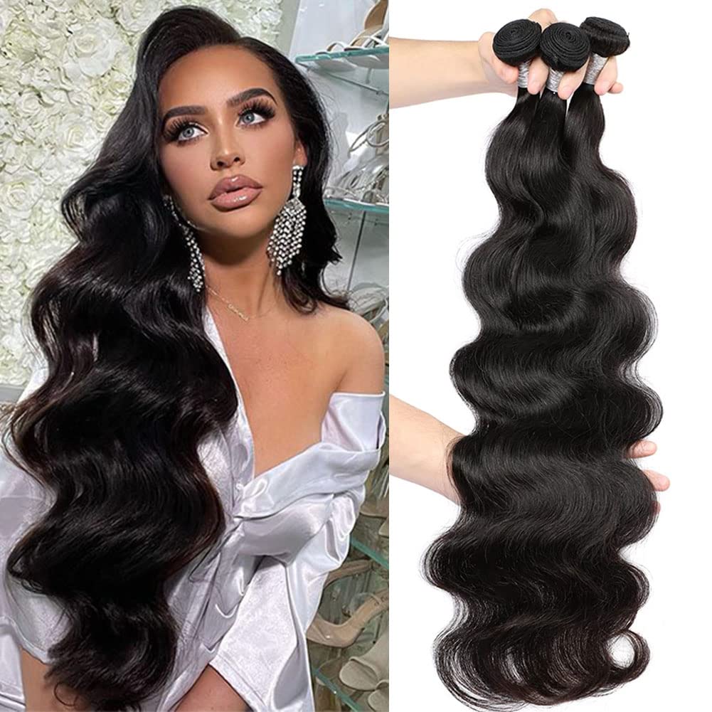 10A Brazilian Body Wave Bundles 28 30 32 Inch Human Hair Bundles 100% Unprocessed Virgin Hair Body Wave 3 Bundles Human Hair Wea