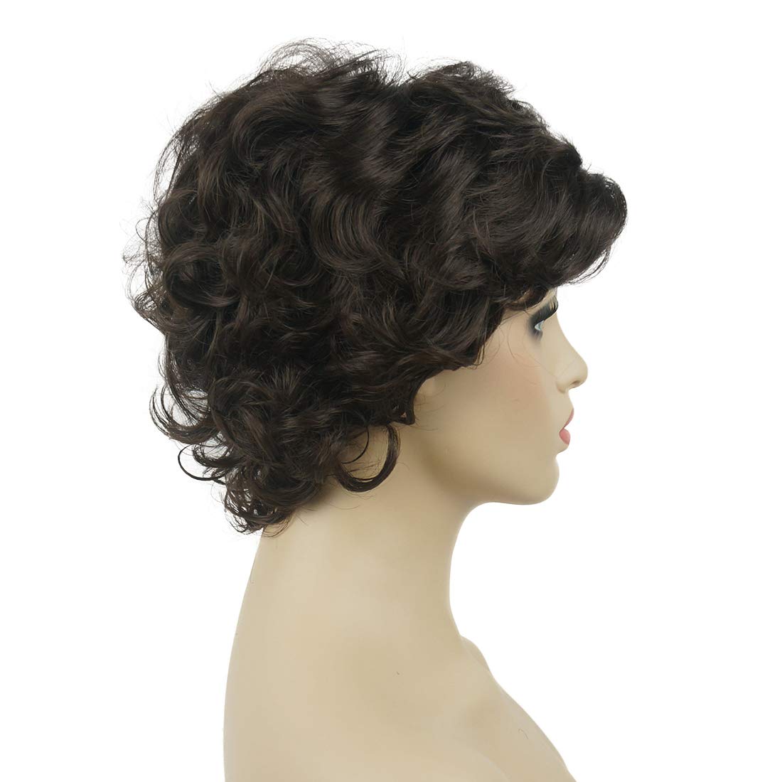 Lydell Women'S Short Wavy Curly Wig Synthetic Hair Full Wig 6 Inches (Chestnut Brown)