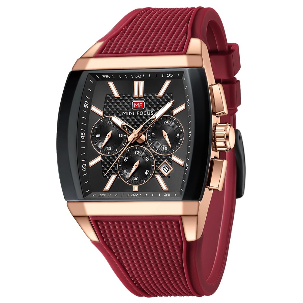 Mf Mini Focus MenS Watch Analog Fashion Wrist Watch, Tonneau Watch For Men With Chronograph,Ideal For Sports Enthusiasts And Da