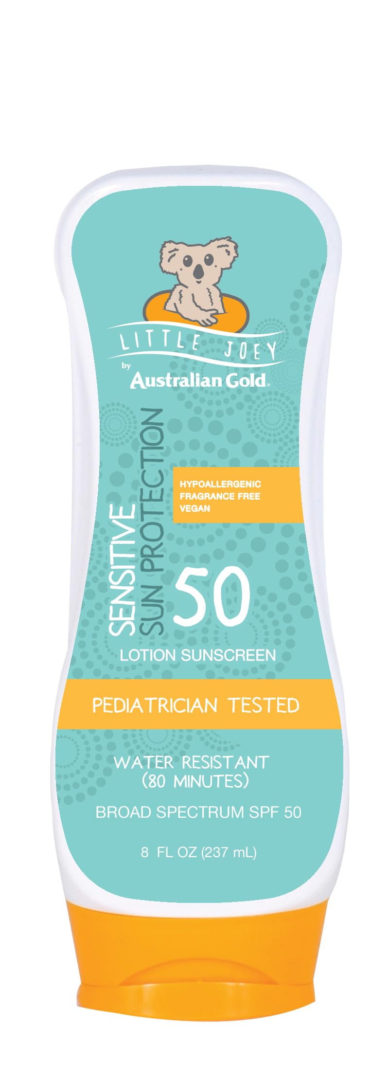 Australian Gold Little Joey Sunscreen Lotion Spf 50, 8 Ounce | Hypoallergenic & Fragrance Free | Broad Spectrum | Water Resistan