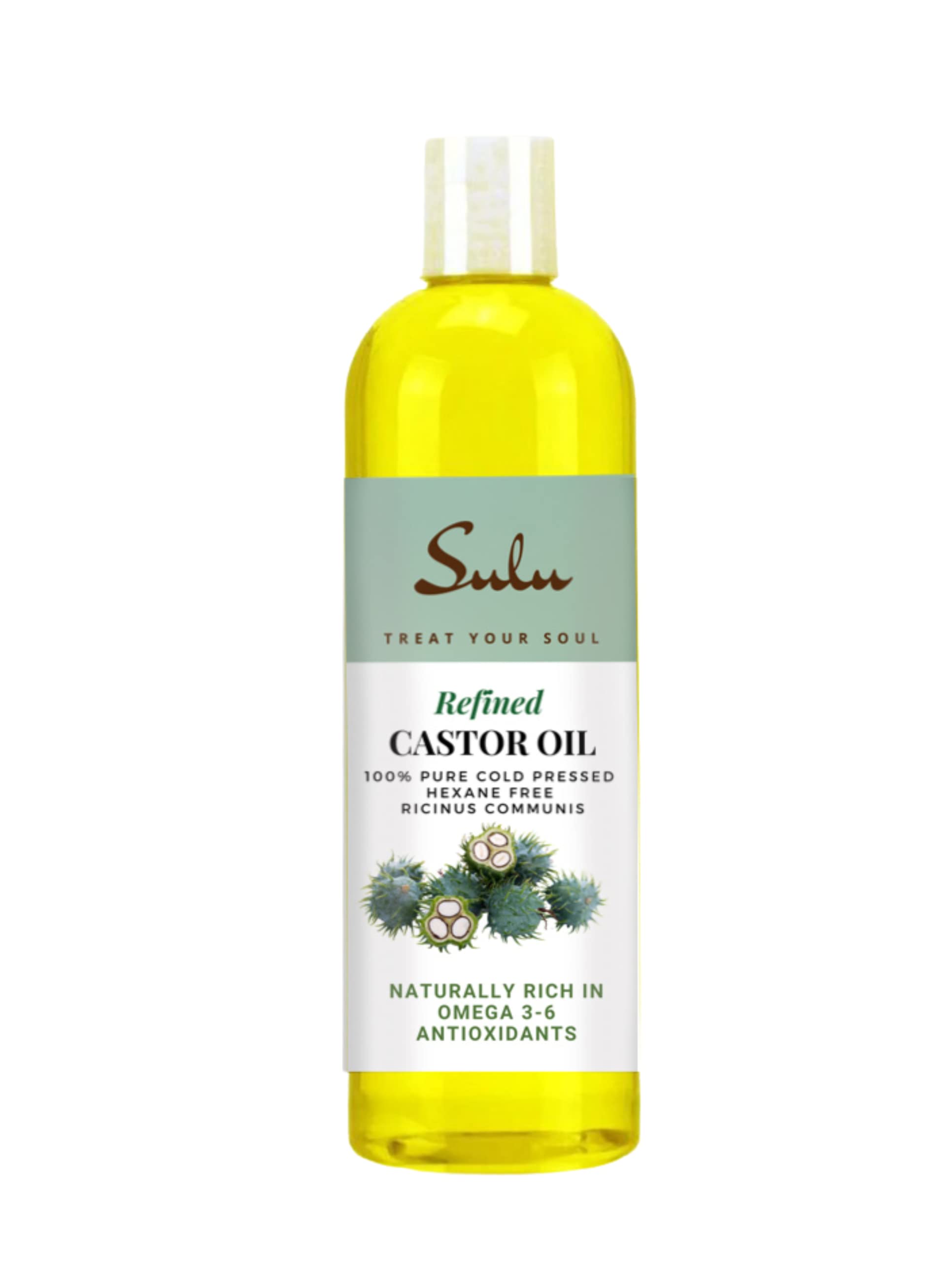 SULU ORGANICS 100% COLD PRESSED HEXANE FREE CASTOR OIL -8 OUNCES