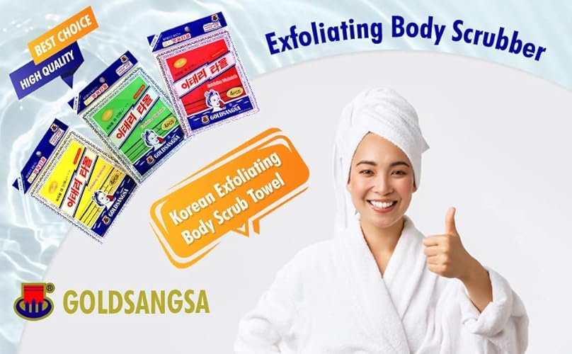 8 Pcs Asian Exfoliating Bath Washcloth - Red & Green
