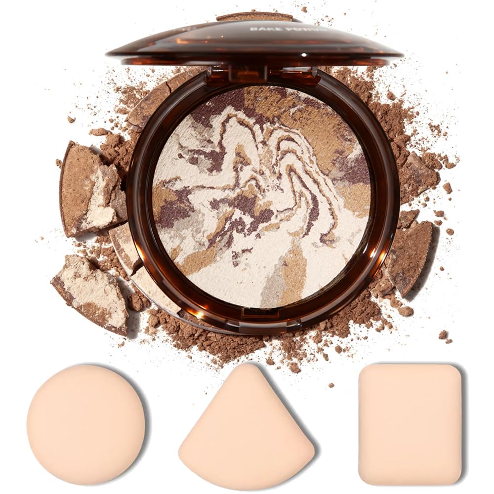 Setting Face Powder Set for Women, Baked Foundation Makeup for Matte Finish Flawless Look, Long Lasting Oil Control, Light to Me