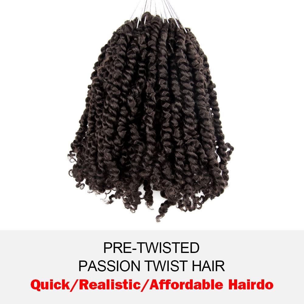 Wudas Short Passion Twist Hair 10 Inch Pre-Twisted Passion Twists Crochet Hair Brown Pre-Looped Synthetic Crochet Braids (7 Pack