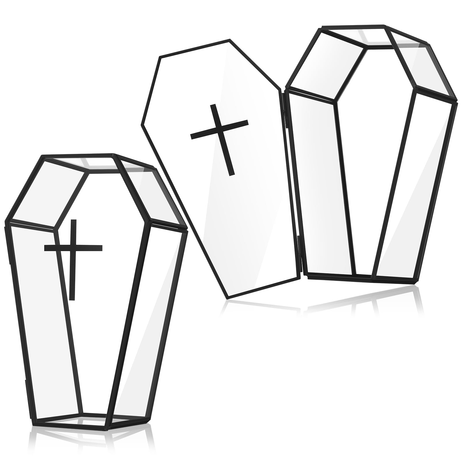Sasylvia 2 Pcs Coffin Box Coffin Jewelry Box Gothic Jewelry Storage Coffin Glass Jewelry Box Gothic Storage Casket Decoration Go
