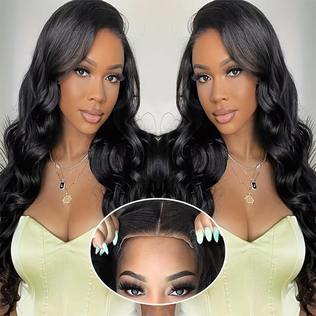 6x4 Glueless Wigs Human Hair Pre Plucked Pre Cut With Baby Hair 28 inch Body Wave HD Lace Frontal Wig Human Hair Pre Plucked 180