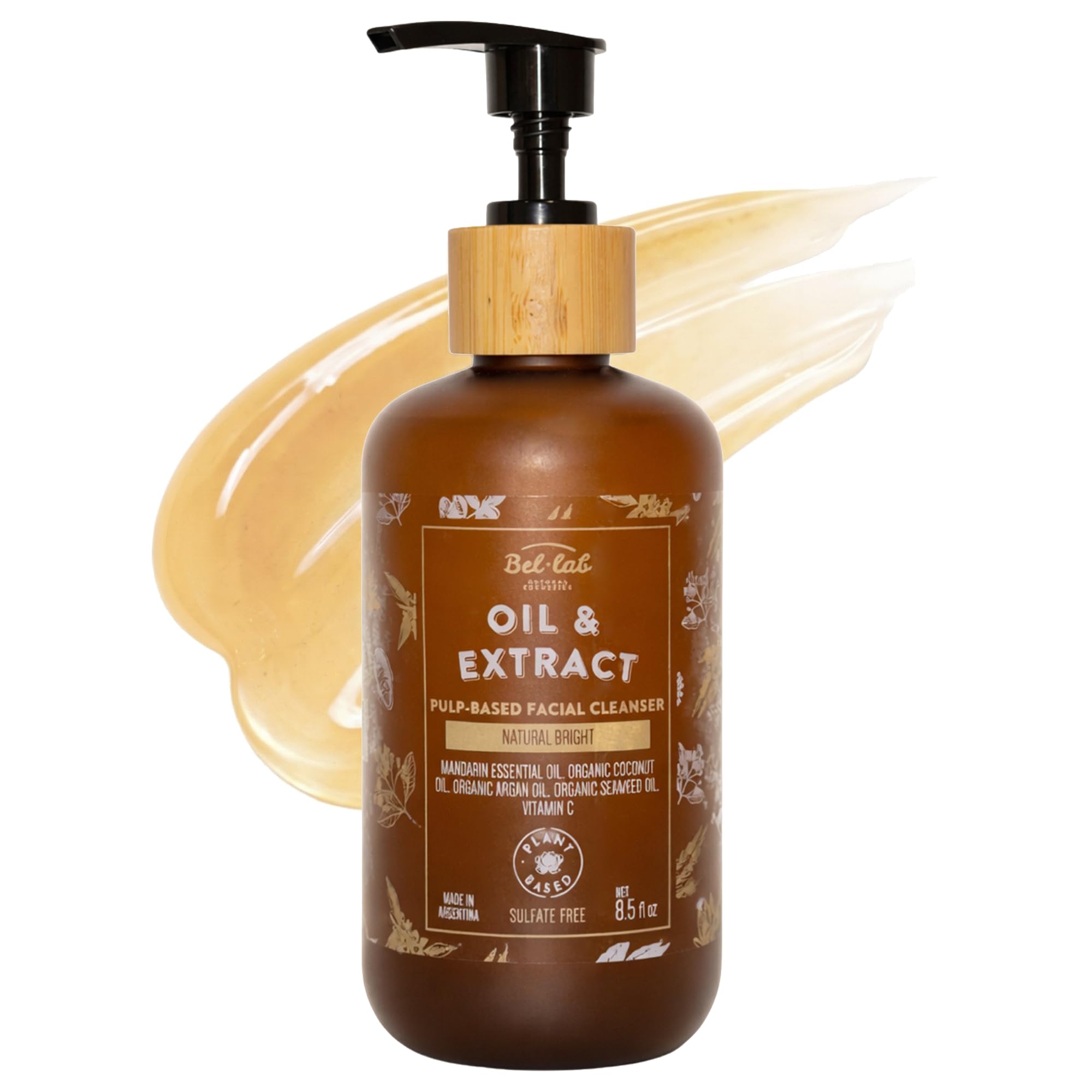 Bel Lab Gentle Face Cleanser - Sulfate Free Botanical Gel Cleanser with 26 Plant Extracts, Vitamin C & Organic Seaweed - Daily F