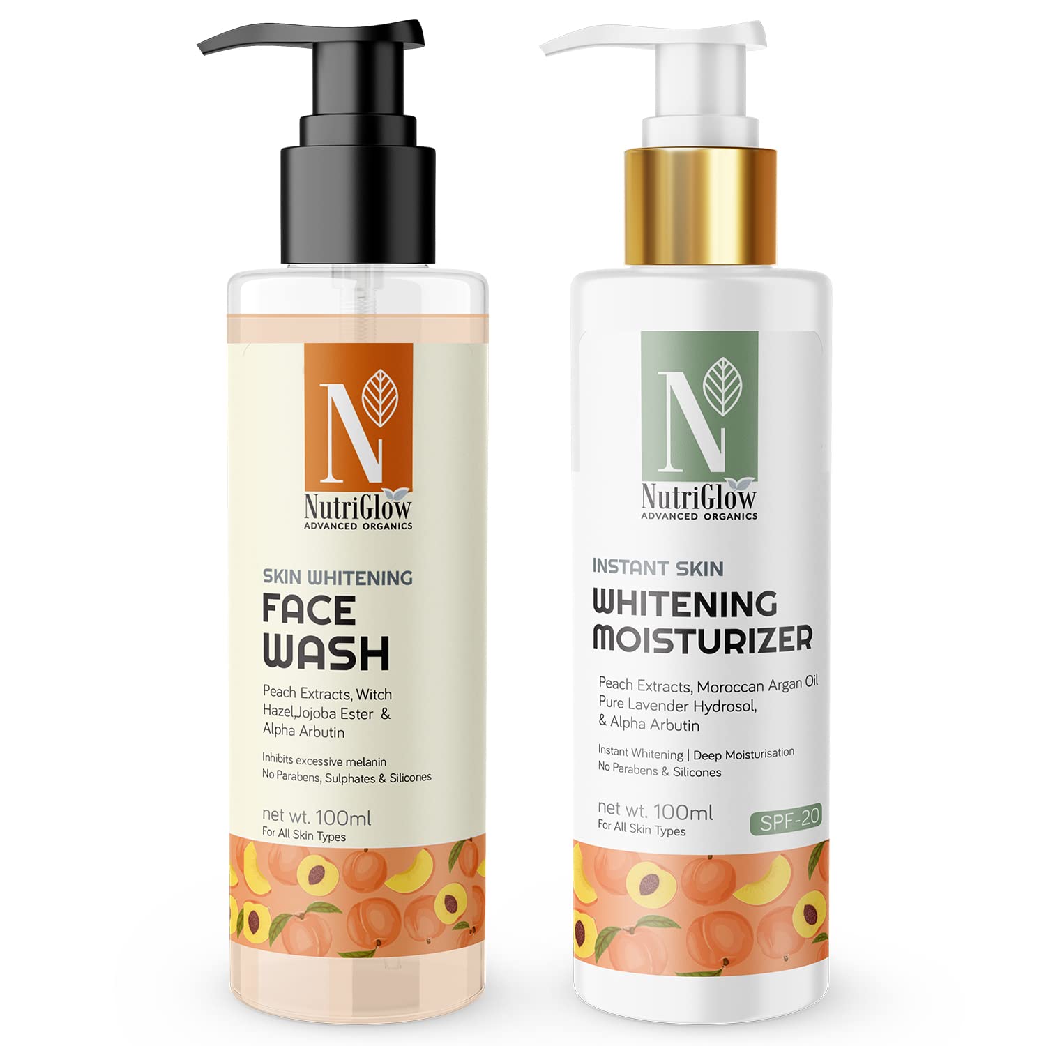 Nutriglow Advanced Organics Face Wash & Moisturizer Combo Pack / Face Wash (100Ml) And Moisturizer Spf 20 (100Ml) / Unisex / Ski